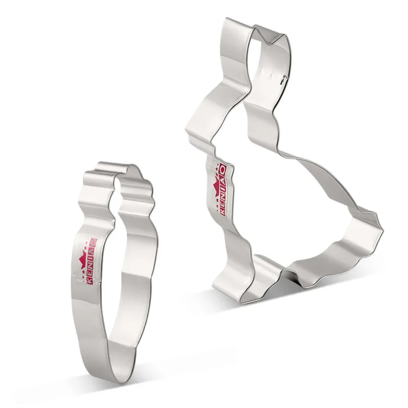 

KENIAO Easter Cutters Set for Party - 2 Piece - Bunny(Running) and Carrot Biscuit / Fondant / Pastry Cutter - Stainless Steel
