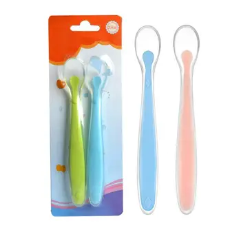 

2Pcs of Baby Spoon Soft Silicone Spoon Feeding Spoon Children Tableware