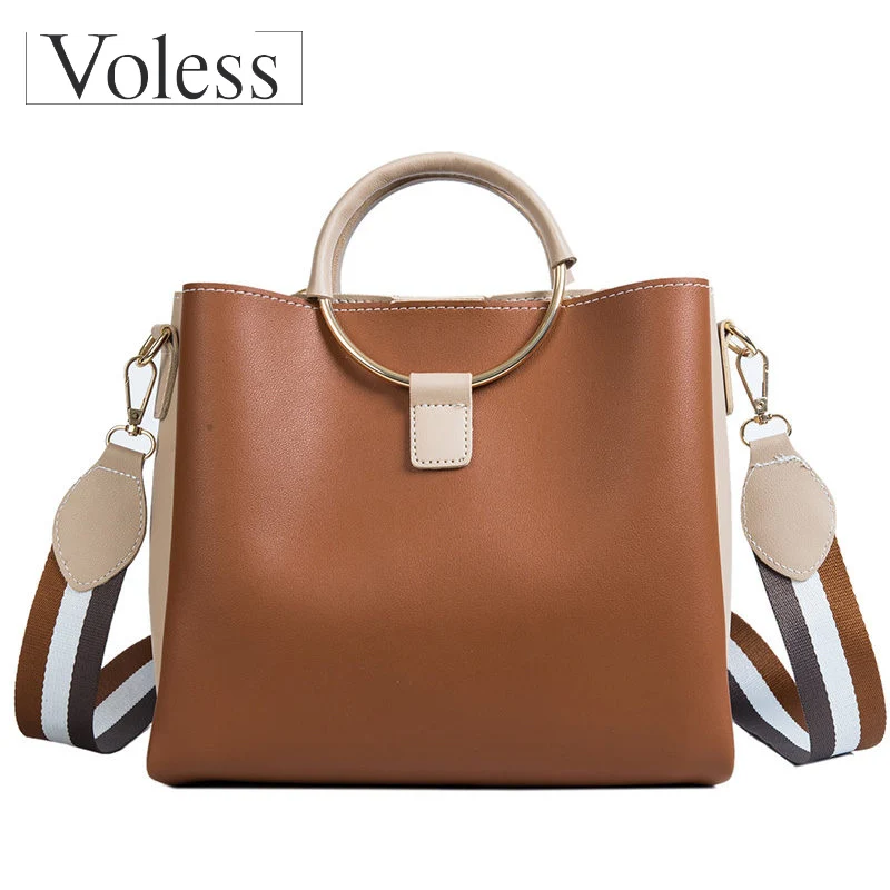 VOLESS العلامة التجارية عالية الجودة النساء كبيرة دلو حقائب الأعلى مقبض Crossbody أكياس الإناث 2019 واسعة حزام النساء حقيبة كتف Bolosa