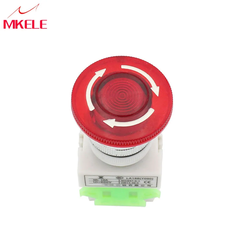 

Red Light Emergency Stop Push Button Switch With Red Mushroom Cap 1NC 1NO Self Locking Power Reset Latching China