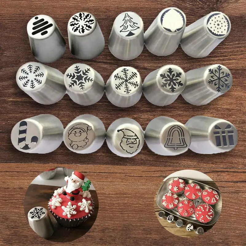 

2019 New Christmas Decorating Nozzle Christmas Tree Snowflake Santa Claus Stainless Steel One-piece Cream Decorating Tool