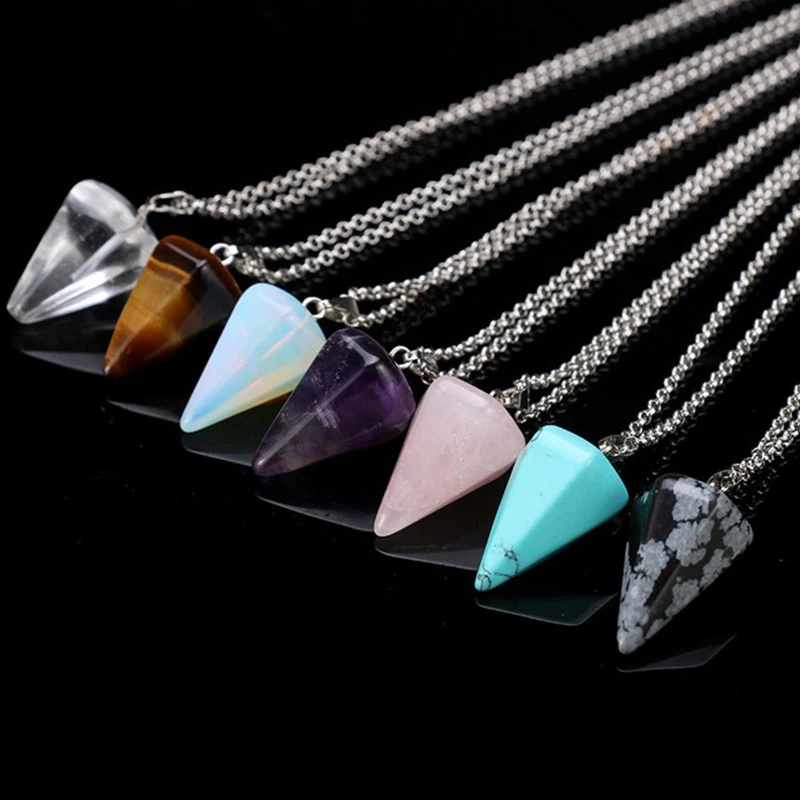 

Natural Stone 1PC Pendant Necklace 2018 New Arrival Crystal Silver Women Amulet Adjustable Meditation Small Size Reiki Hexagonal