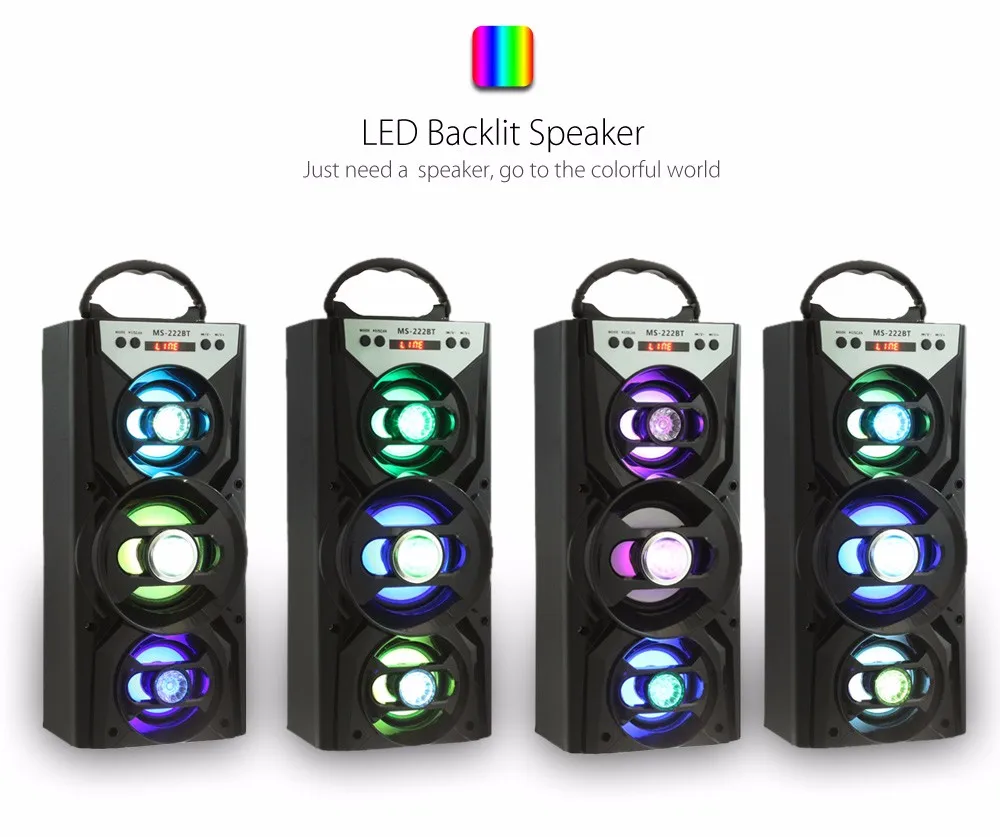 MS 222BT Bluetooth Беспроводной Динамик с светодиодный свет 800 мАч Li ion аккумулятор
