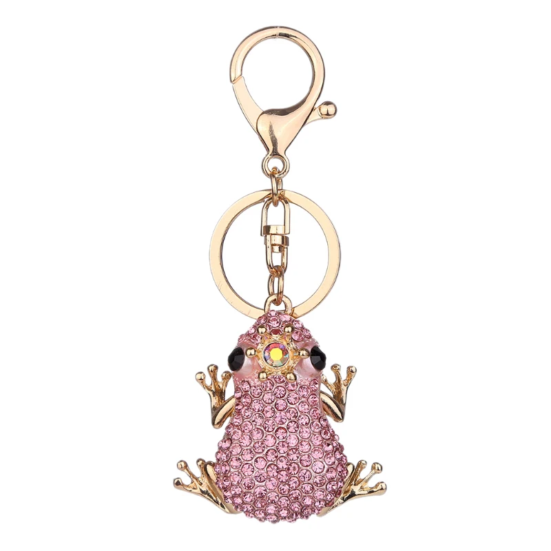 

Fashion Cute Key Rings Crown Frog Keychain Gift Bag Pendant Decorate Rhinestone Keychain