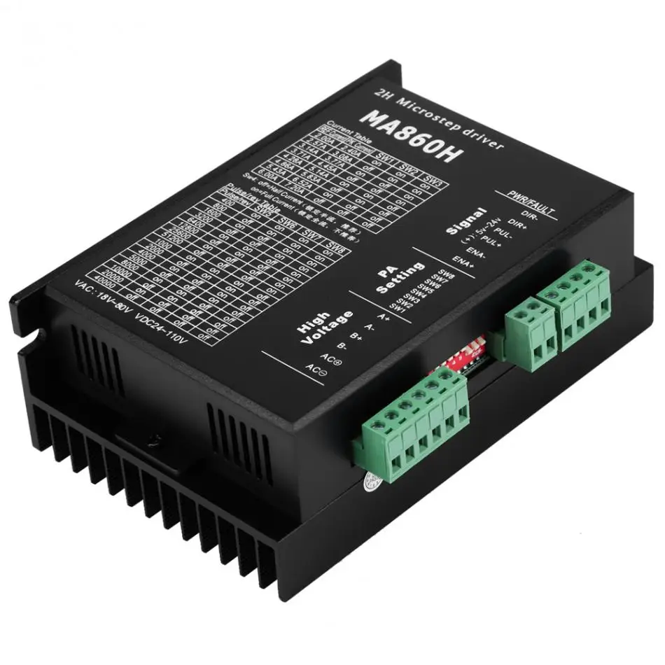 

Hot MA860H Stepper Motor Driver Controller Module 18-80V AC / 24-110V DC 7.2A for 2 Phase 86 Motor