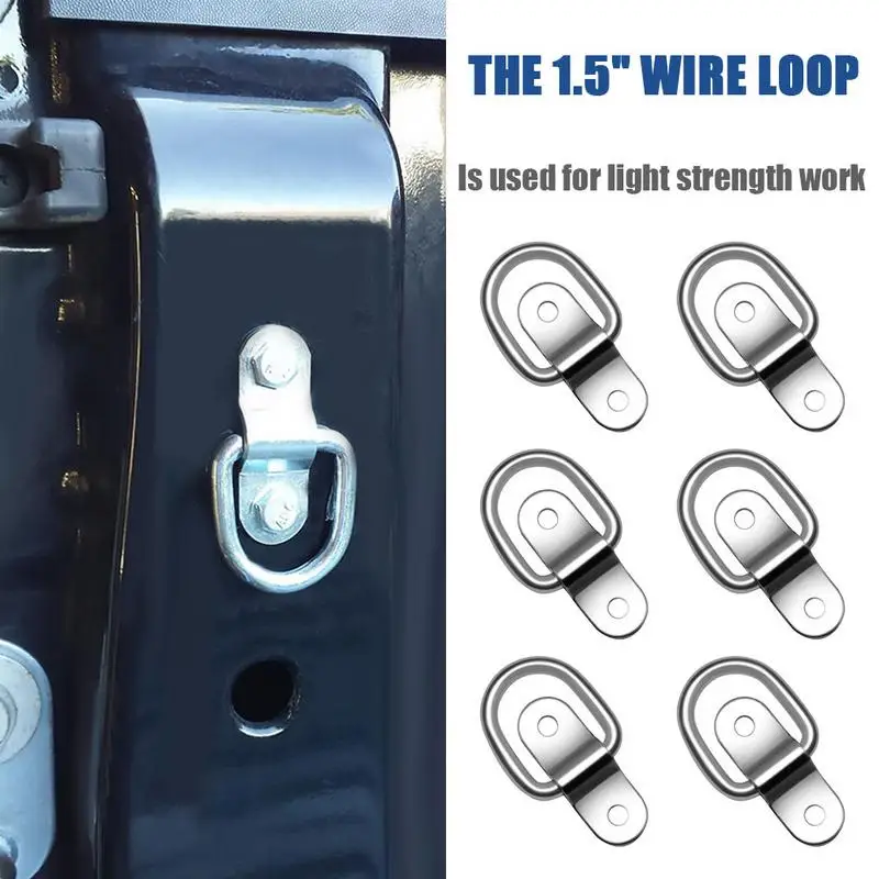 

6pcs Steel D Ring Picture Hangers Tie Down Anchor Surface Mount Heavy Duty Breaking Strength Pull Ring For Trailer Cargo Control