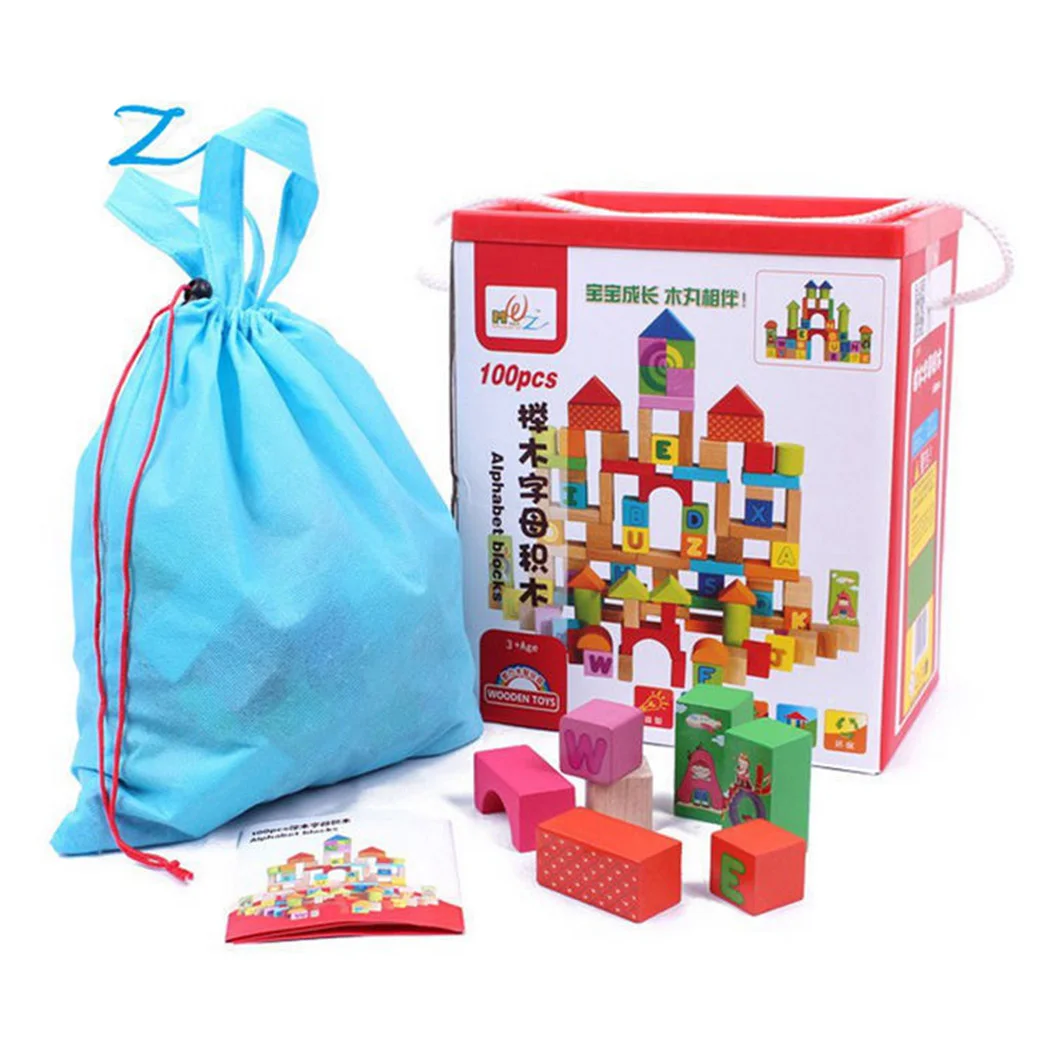 

Enlightenment Barreled Non-Toxic Wooden Block Building Block 100 Tablets Of Digital Letters Building Blocks Wooden Children Toys