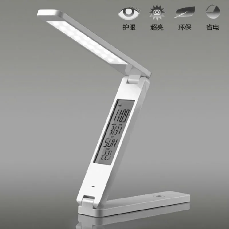 

DE.SOUL Perpetual Calendar Usb Charge Fold Desk Lamp Dimmable Touch-Type Table Lamp with Temperature Alarm Clock Desk Lamp