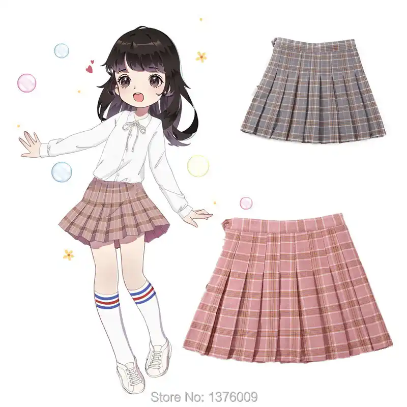Lolita Girls Plaid Pleated Skirt Kids Young Girls School Solid Lolita Girls Plaid Pleated Skirt Kids Young Girls School Solid