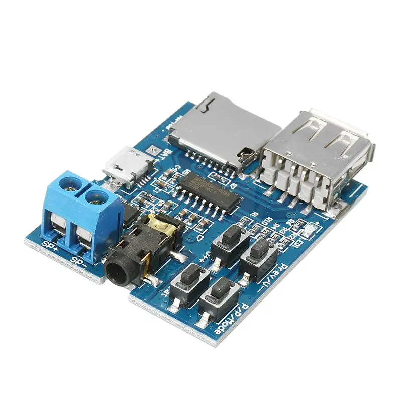 

CLAITE 1PC 3.7-5V MP3 Music Module Decod Board Lossless Decoding Board Audio Module Power Amplifier TF Card U Disk MP3 Format