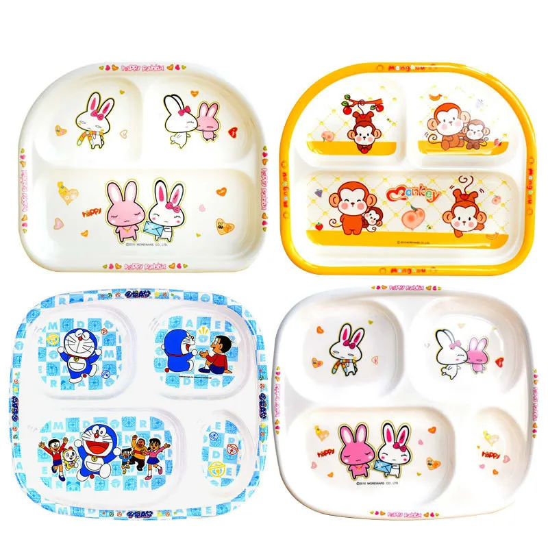 

Dream Cat Monkey Cartoon Mesh Division Melamine Plate Tableware The Meal Tray Three Grid Four Grid Children Tableware Group