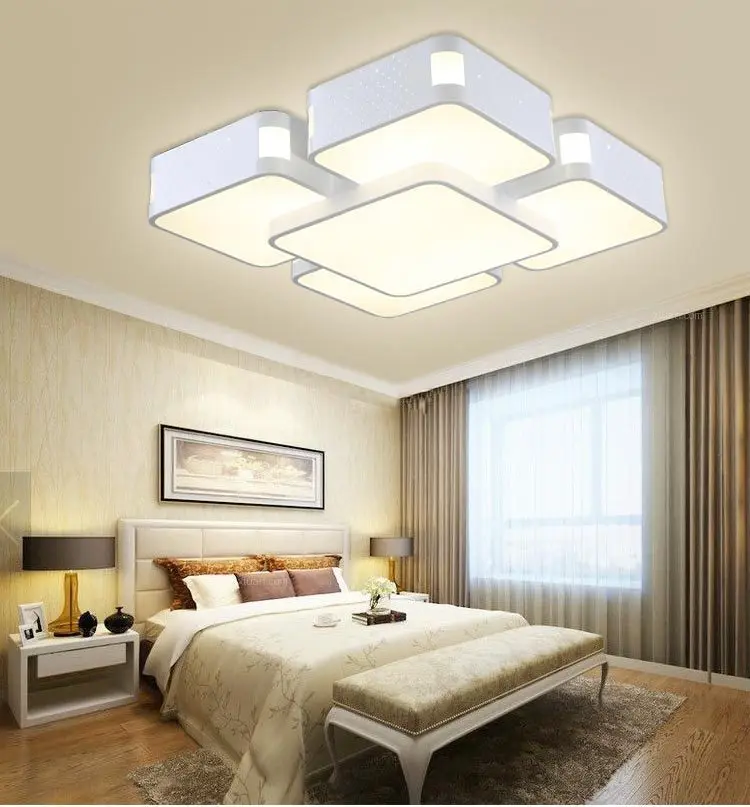 

New Square Led Chandeliers Led Lamps High Power 80w Led Lighting Living Chandelier Remote Control Led Lustre Pendant/droplight 2