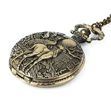 Новая мода Античная бронза стимпанк карманные часы животное Милу олень кварцевые механические часы кулон ожерелье цепь