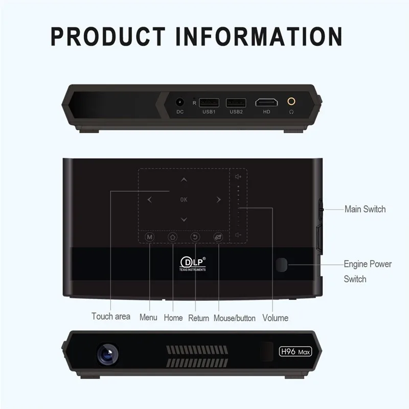 Бренд Мини проектор Everycom H96 Max DLP Поддержка 4K Wifi Android Голосовое управление Смарт