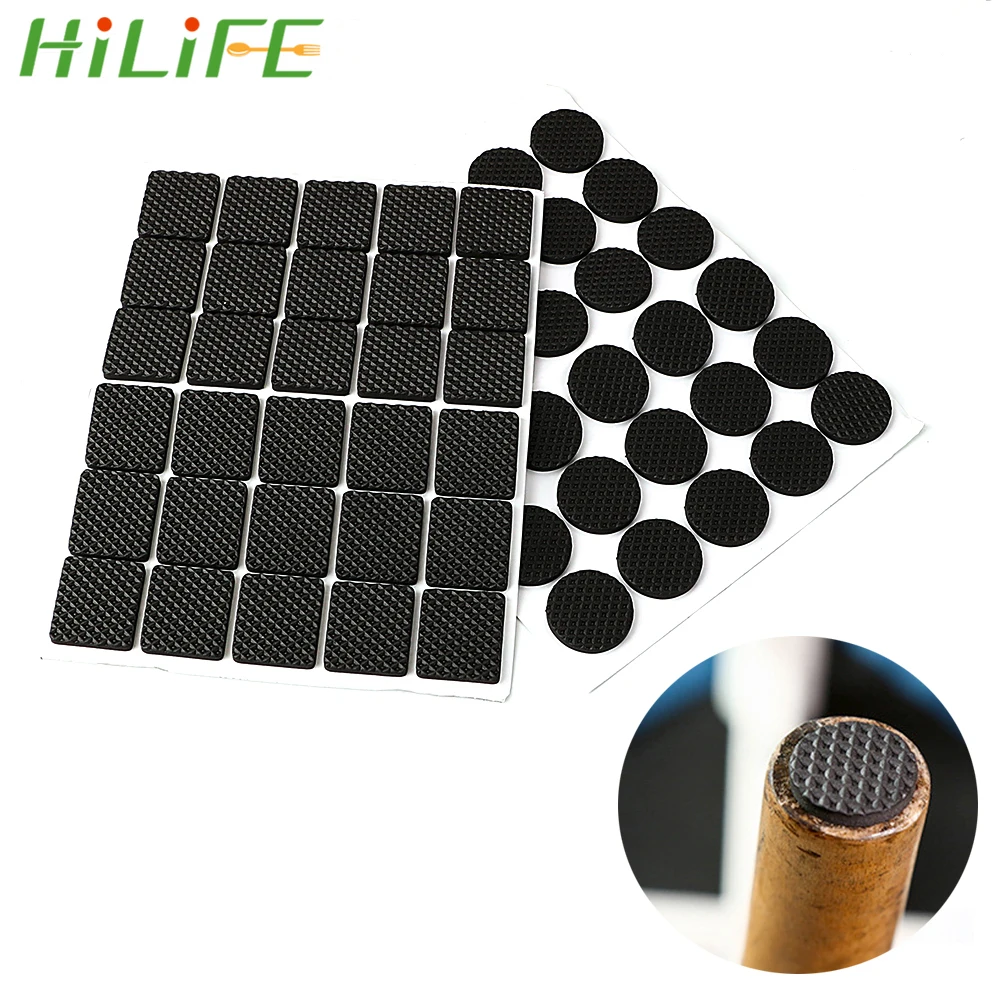 HILIFE 30 pcs المضادة للانزلاق الذاتي أثاث يتم لصقه الساق قدم حصيرة جولة مربع أريكة كرسي الساق لوحة لاصقة المطاط الجدول قدم لا الانزلاق وسادة