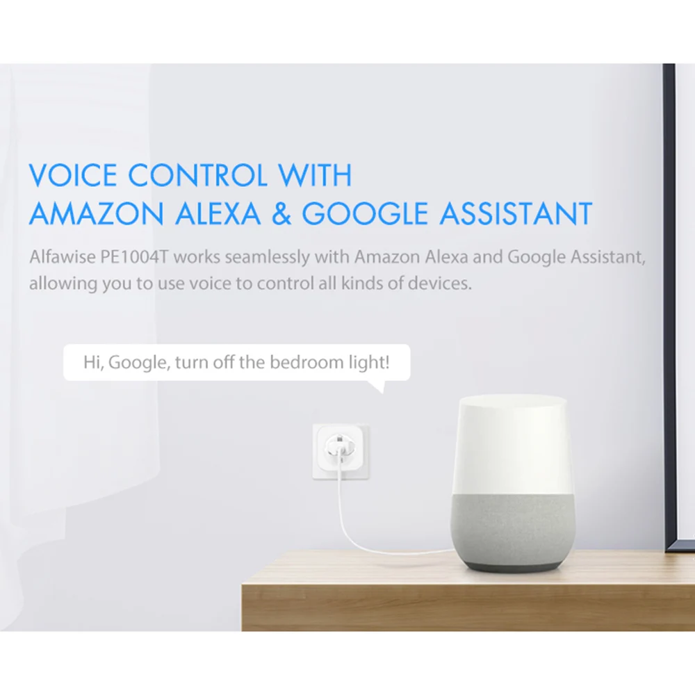 Alfawise PE1004T ЕС вилка мини WiFi розетка умная розетка работает с Amazon Alexa Google Home мобильное приложение дистанционное управление энергетический монитор