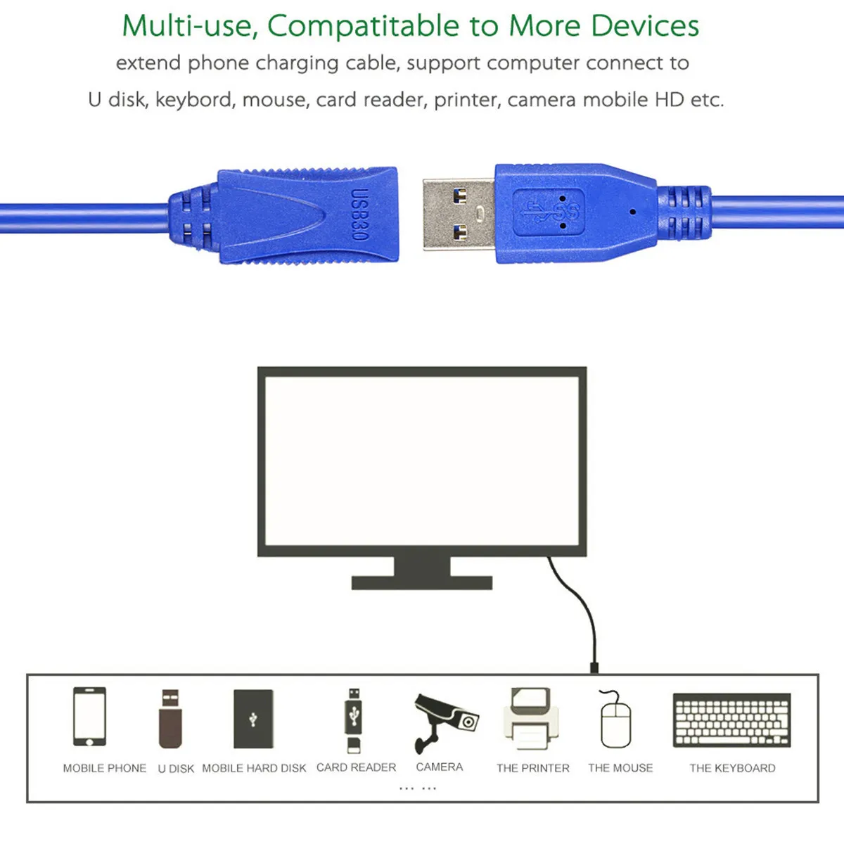 5M USB3.0 Активный удлинитель свинцовый шнур-удлинитель 2-в-1 компьютерная розетка адаптер удлинитель для головок предотвращает электромагнитных помех