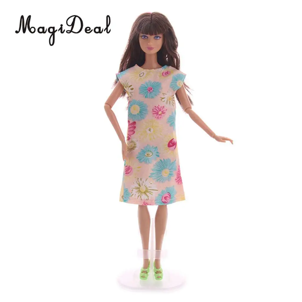Модное вечернее платье без рукавов с цветочным рисунком, юбка для куклы 29 см, аксессуары