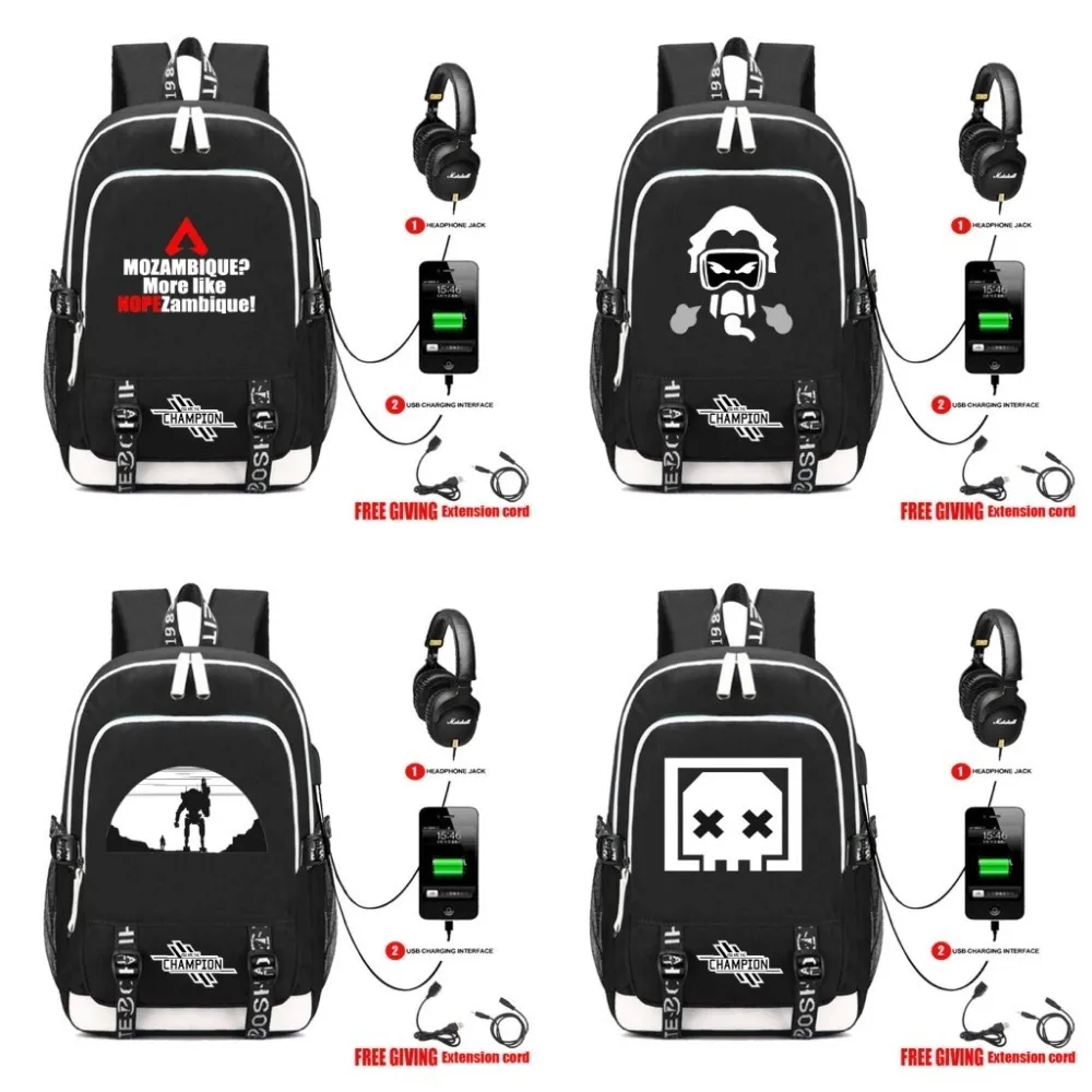 

Game Apex Legends USB Charging Laptop Rucksack Men women Travel Backpack Large Capacity Teenager Male Mochila Backpack