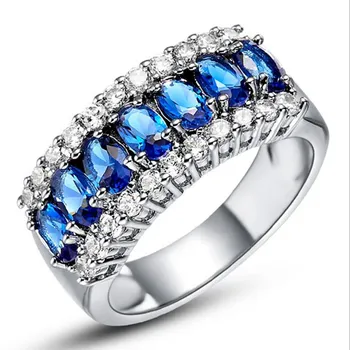 

925 sterling silver jewelry treasure ring diamond rings Indian Jewelry Rose Gold Blue pink zircon gold sapphire ring B001