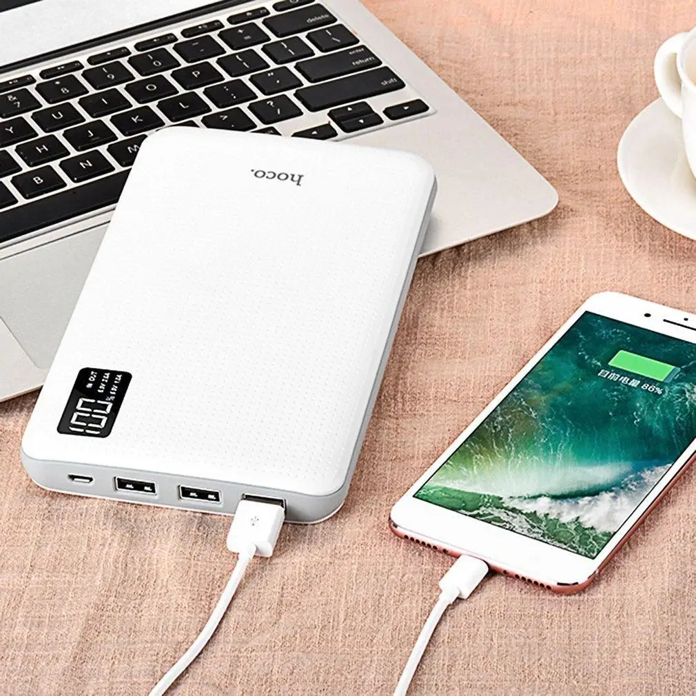 HOCO внешний аккумулятор 30000 мАч Зарядное устройство Быстрая зарядка 3 USB выход