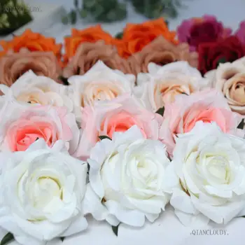 

100 pieces DIY Artificial Diamond Rose European autumn style silk flower heads wedding wall car decoration flower brooch D66