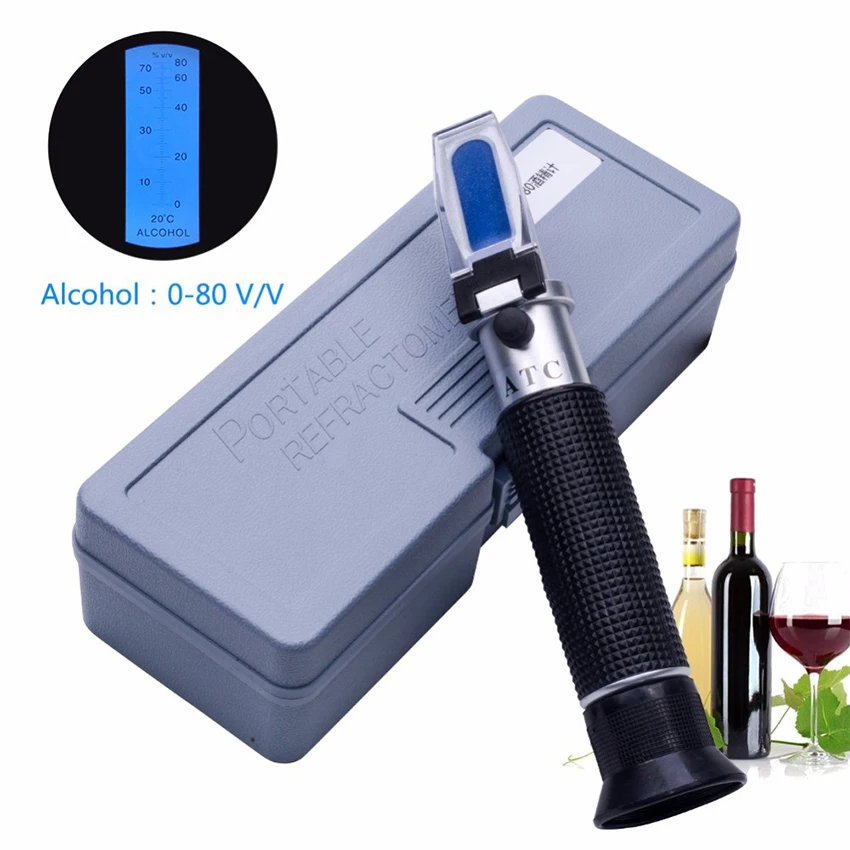 

Portable Refractometer Bear Alcohol Alcoholometer meter 0~80%V/V ATC Handheld Tool Hydrometer concentration spirits tester wine