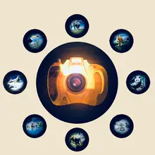 1 х Детская мультяшная проекционная камера с восьмью животными узорами Обучающие игрушки случайного цвета Детский подарок