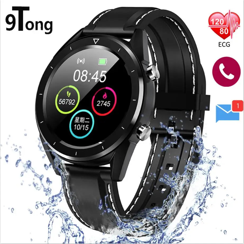 9 Тонг Смарт часы ЭКГ ppg smartwatch ip68 кровяное давление es для мужчин iphone android и ios |