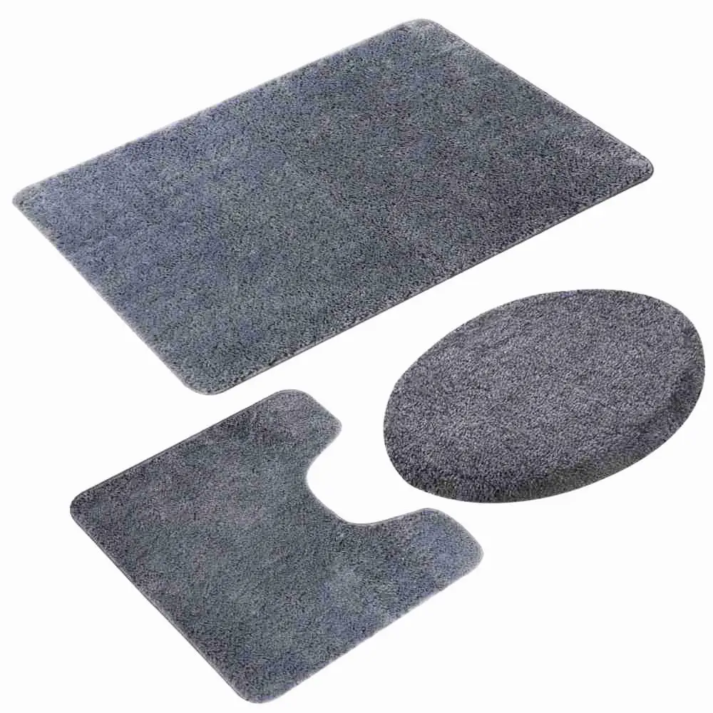 

Toilet Three-Piece Bathroom Mat Waterproof Anti-Slip Carpet Morden Plain Bathroom Carpet