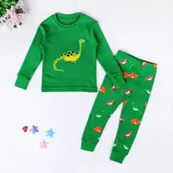 Детские Дети младенческой Пижама для мальчиков 2 шт. модные милые животные комплект осенней одежды футболка для мальчиков штаны пижамный