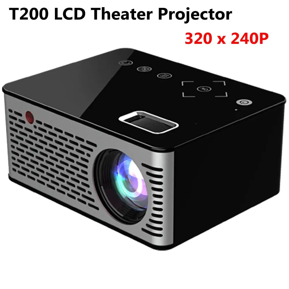 Zeepin T200 ЖК-дисплей Проектор для домашнего кинотеатра 320X240 P 1080 светодиодный свет USB