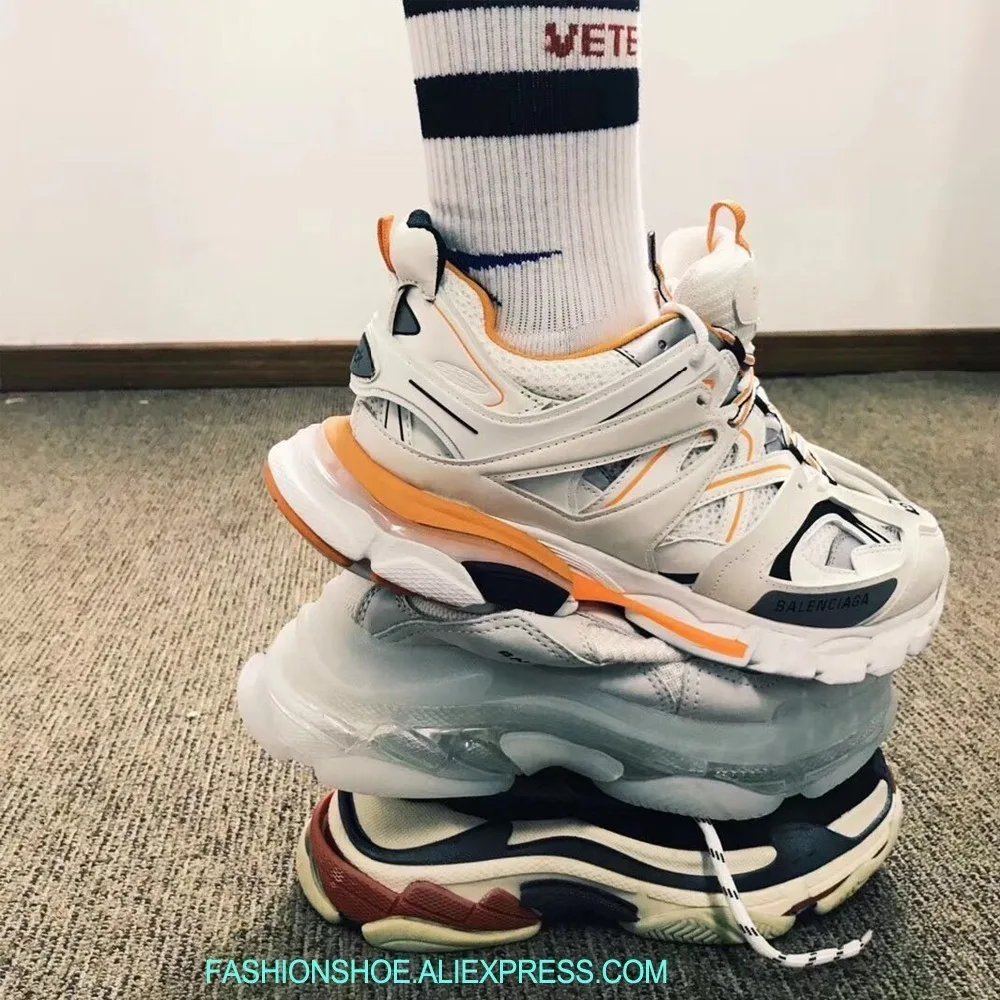 

2019 Track trainers mesh and nylon Patchwork Men Sneakers Lace Up Sport Shoes Man Height Increase Platform Sneakers Casual Flats