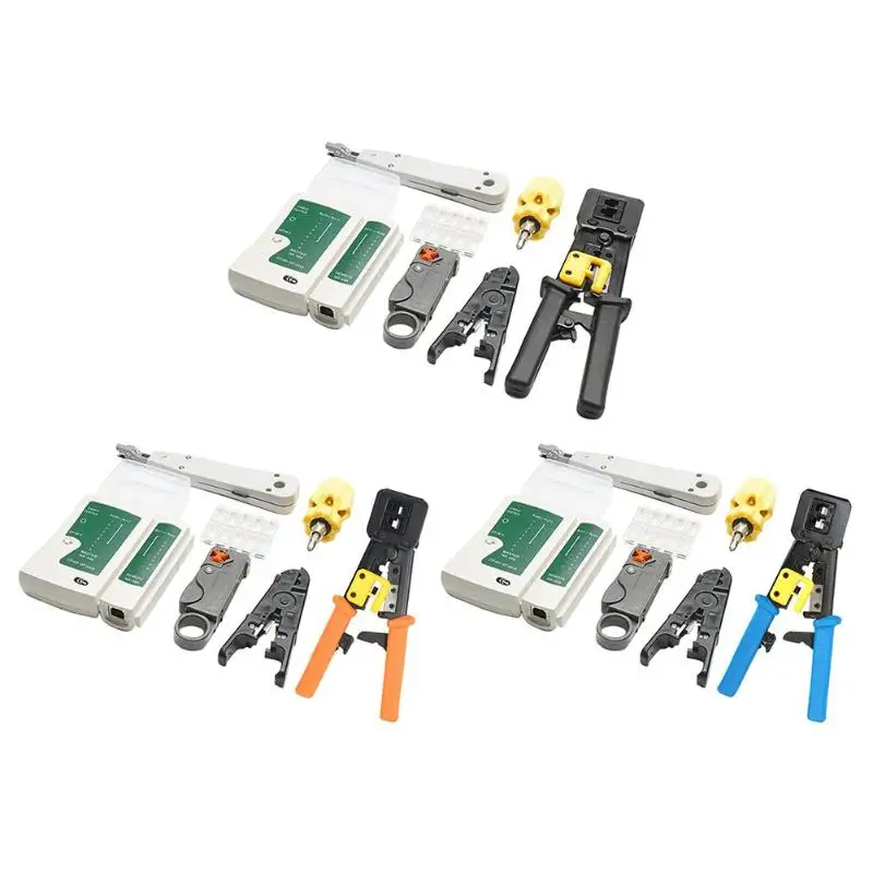 

Alloet 18pcs/set RJ11 RJ45 Portable Network Repair Tool Kit Ethernet Cable Crimping Tool Pliers Crimper Wire PPD + 600 Oxford