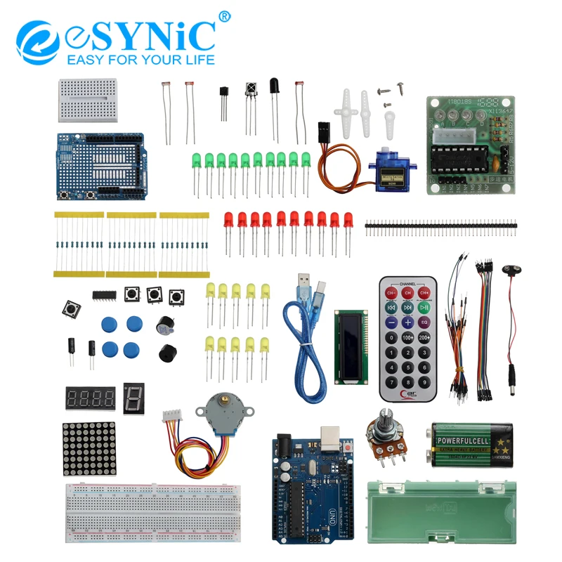 

eSYNiC 96 in1 Set Lab Project UNO R3 1602 LCD Starter Kit For Arduino Nano Mega 2560 WZ for Arduino starters and beginners