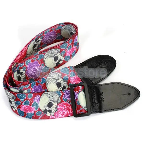 

New 2014 Brand New Adjustable Buckle Guitar Strap w/ Skull Print