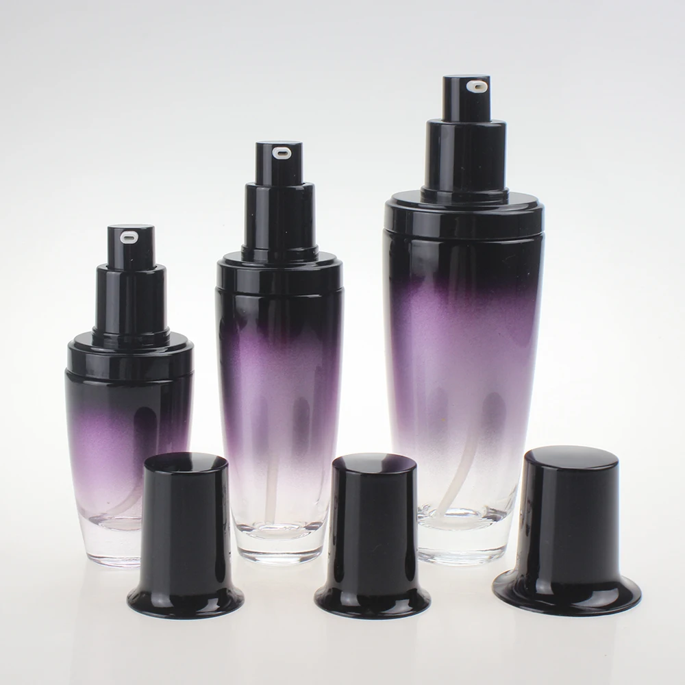 

Top purple empty glass lotion pump bottle 30ml, 1 oz travel spray pump container for perfume