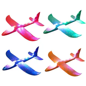 

48cm 3 Modes LED Light Airplane Toy Hand Launch Throw Glider EVA Aircraft Model Outdoor Sport Toys for Children Christmas Gifts