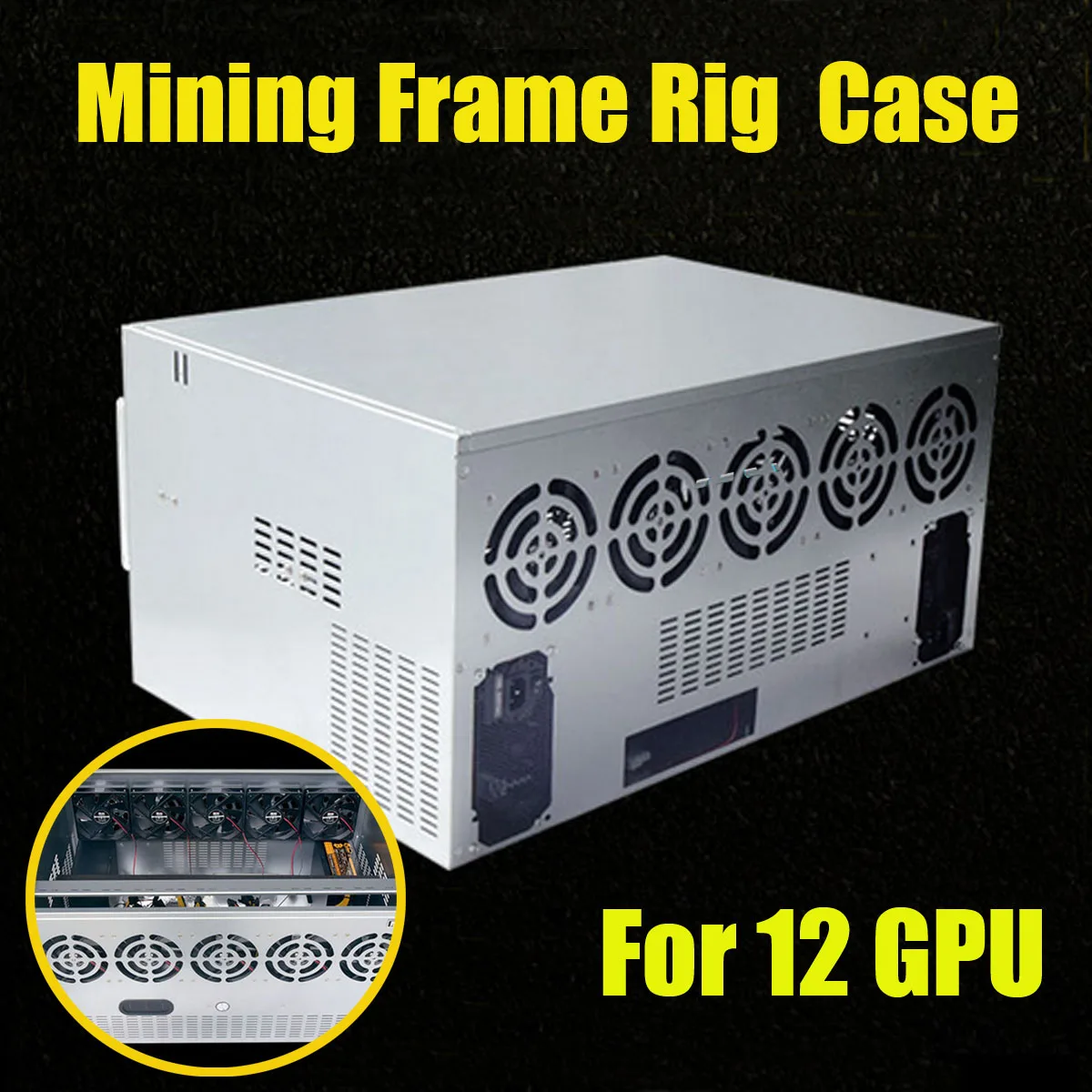 DIY Open Air Mining Crypto Currency Miner Frame Rig Case For 12 GPU ETH Ethereum Computer Cases