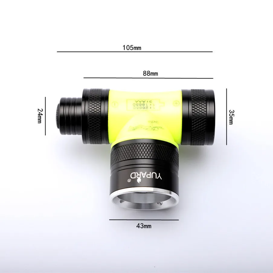 Двойной фитиль Дайвинг водонепроницаемый фонарик T6 светодиодный L2 светодиодный налобный фонарь подводный заполняющий свет 26650 фара для велосипеда УФ лампа фонарь