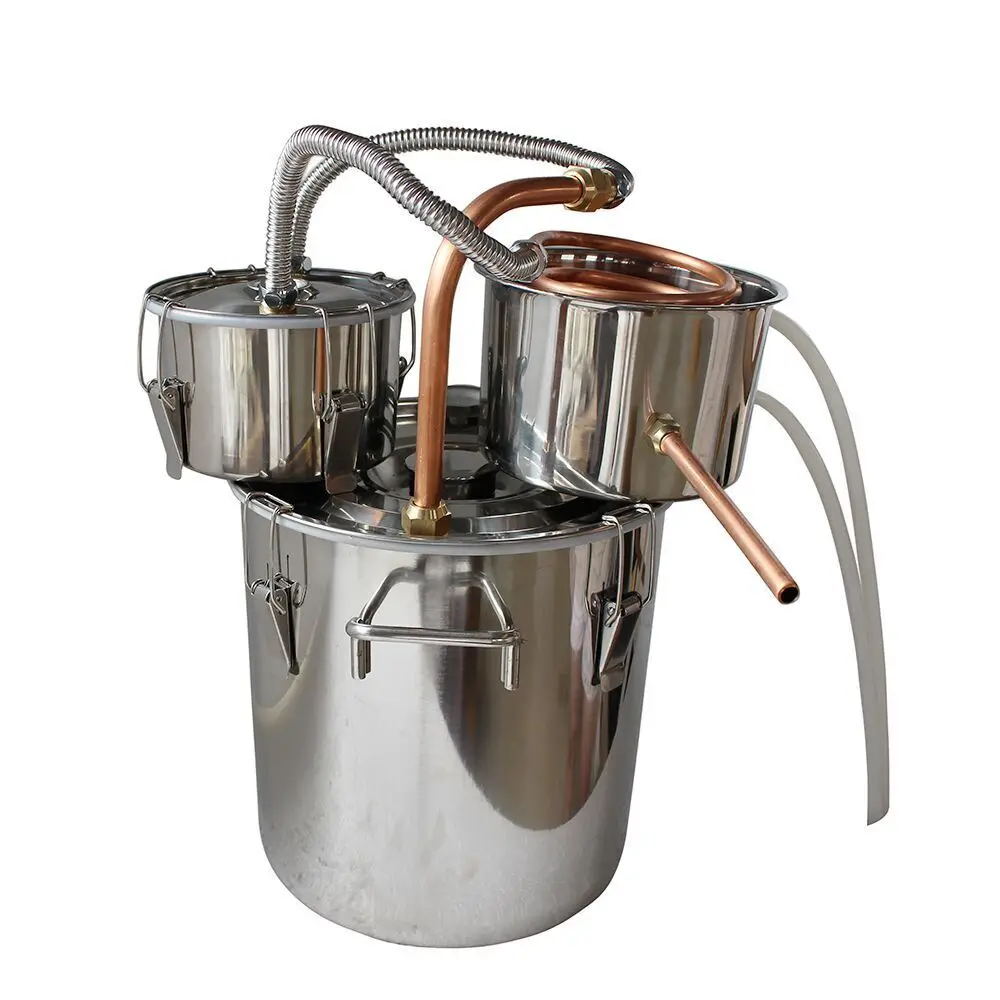 

10L 18L Home Distiller Alambic Moonshine Alcohol Beer Brewing Stainless steel Copper Water Wine Making Essential Oil Brewing Set
