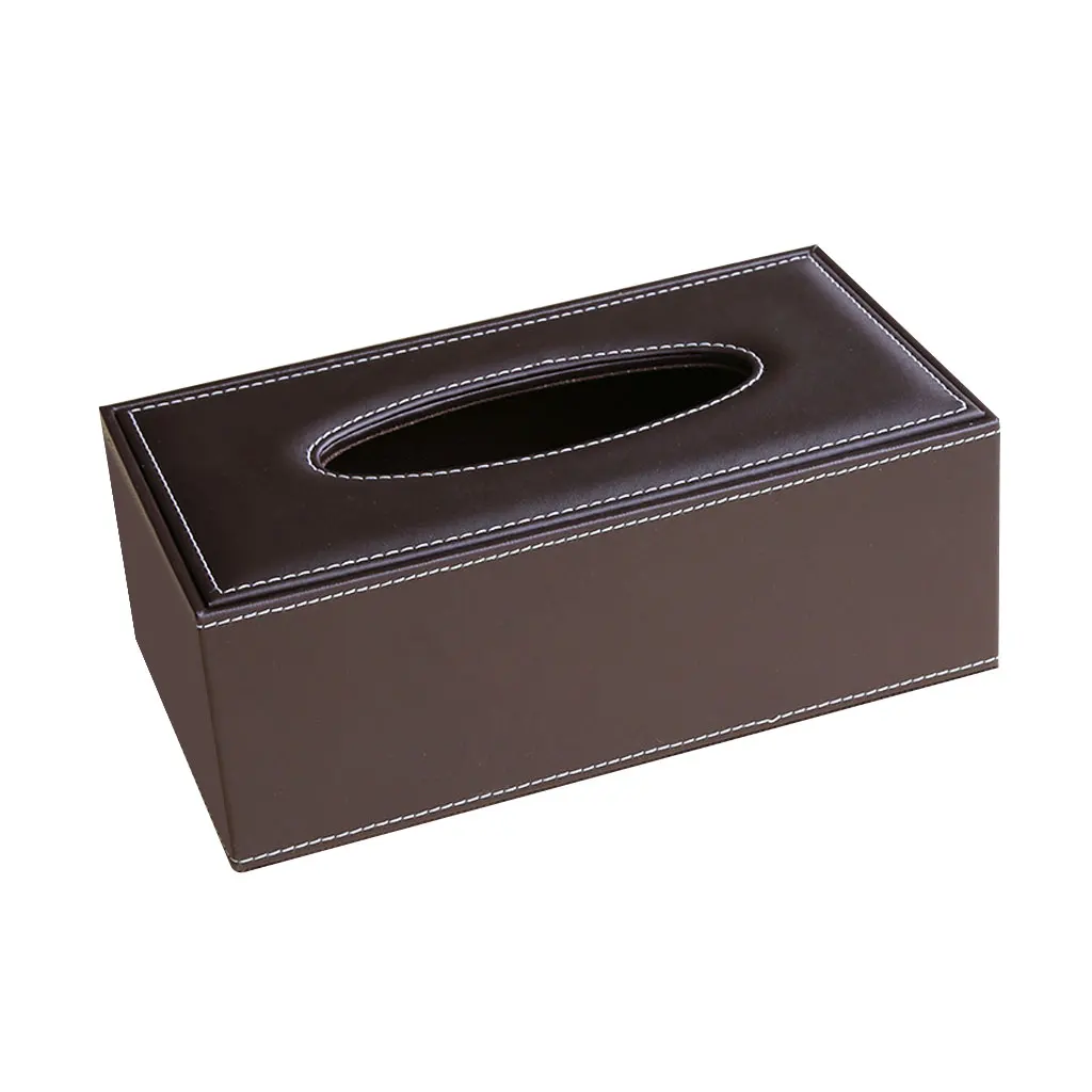 

MagiDeal PU Leather Tissue Box Cover Home Car Napkin Toilet Paper Holder Tissue Case for Restaurant Office Household - Brown