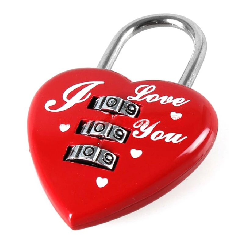 

Cadeado Heart Type 3 Digit Code Lock Wire Rope Can Reset Digital Padlock Travel Bag Fashion Red Mini Little Girl Puzzle Toy