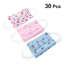 30 шт. противопылезащитная маска для рта и лица дышащая мультяшная печатная одноразовая Ушная петля респираторные маски Нетканая ткань для детей