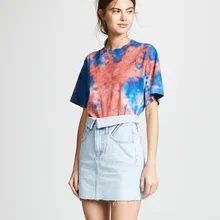 Хлопок Высокая Талия Джинсовая юбка Особенности с бахромой кисточками по краю и отбортовки деталь-2019ss новые Для женщин Стильная юбка