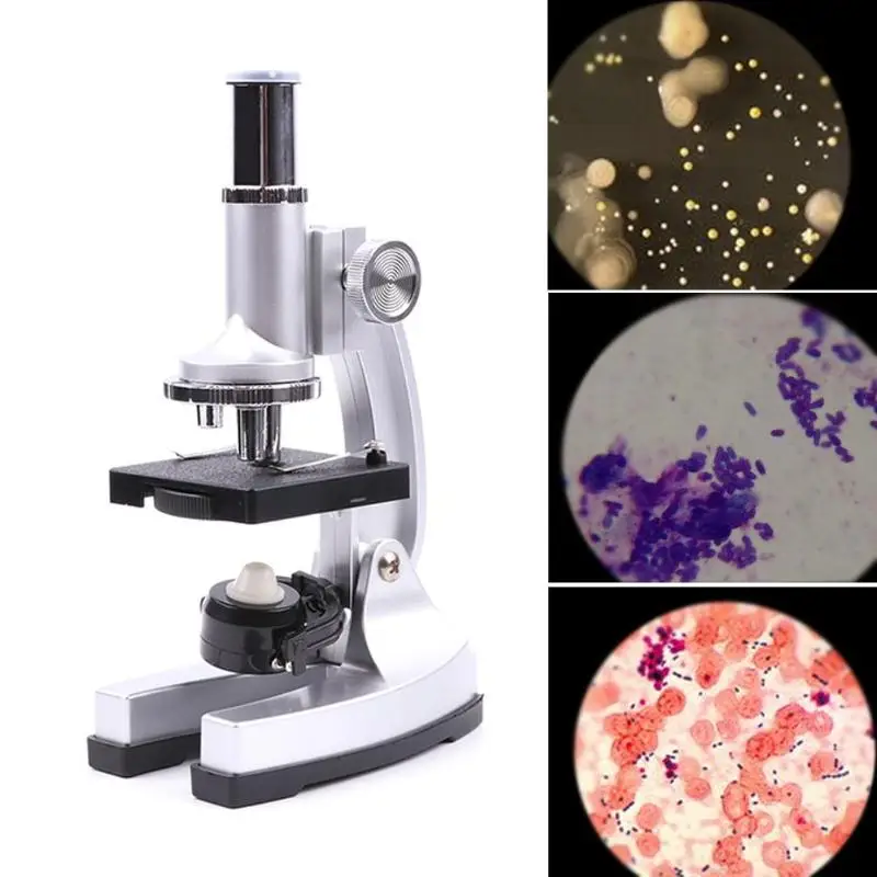 

Biological Microscope 100X-300X-750X Lab LED Home School Science Educational Kids Toy Kit Model Black Educational Equipment