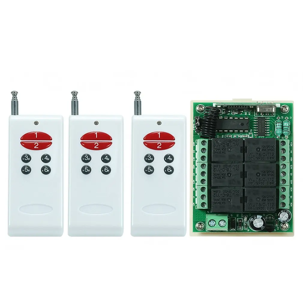 

2 in 1 Wireless 12V 6 Channel 6-Way Module Learning Switch & 3pcs 6-Button Wireless Remote Controller Set