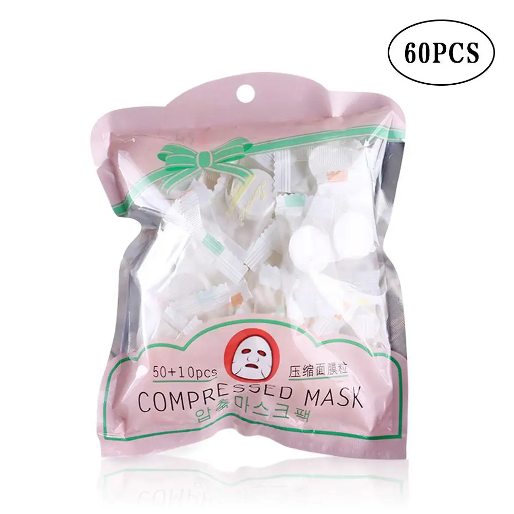 60pcs Compressed Mask Cotton Facial Sheet DIY Skin Face Care Wrapped Compress Mask Paper Ultrathin Breathable BeautyTool