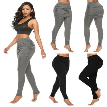 

Women's sexy slim double layer leggings casual stretch pants high waist slim fitness trousers