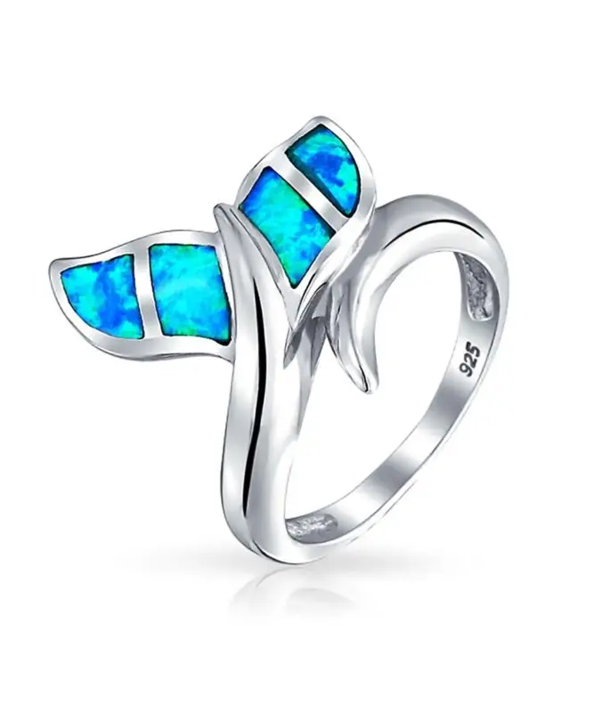 Fashion Blue Opal Women Mermaid Tail Ring Sz 6 10 Finger Ring for Women Wedding Engagement Birthday Gift Jewelry|Rings| - AliExpress